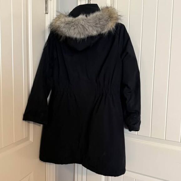 Andrew Marc Women's Black Parka Coat With Fur Hoodie Size Large L - Picture 3 of 10